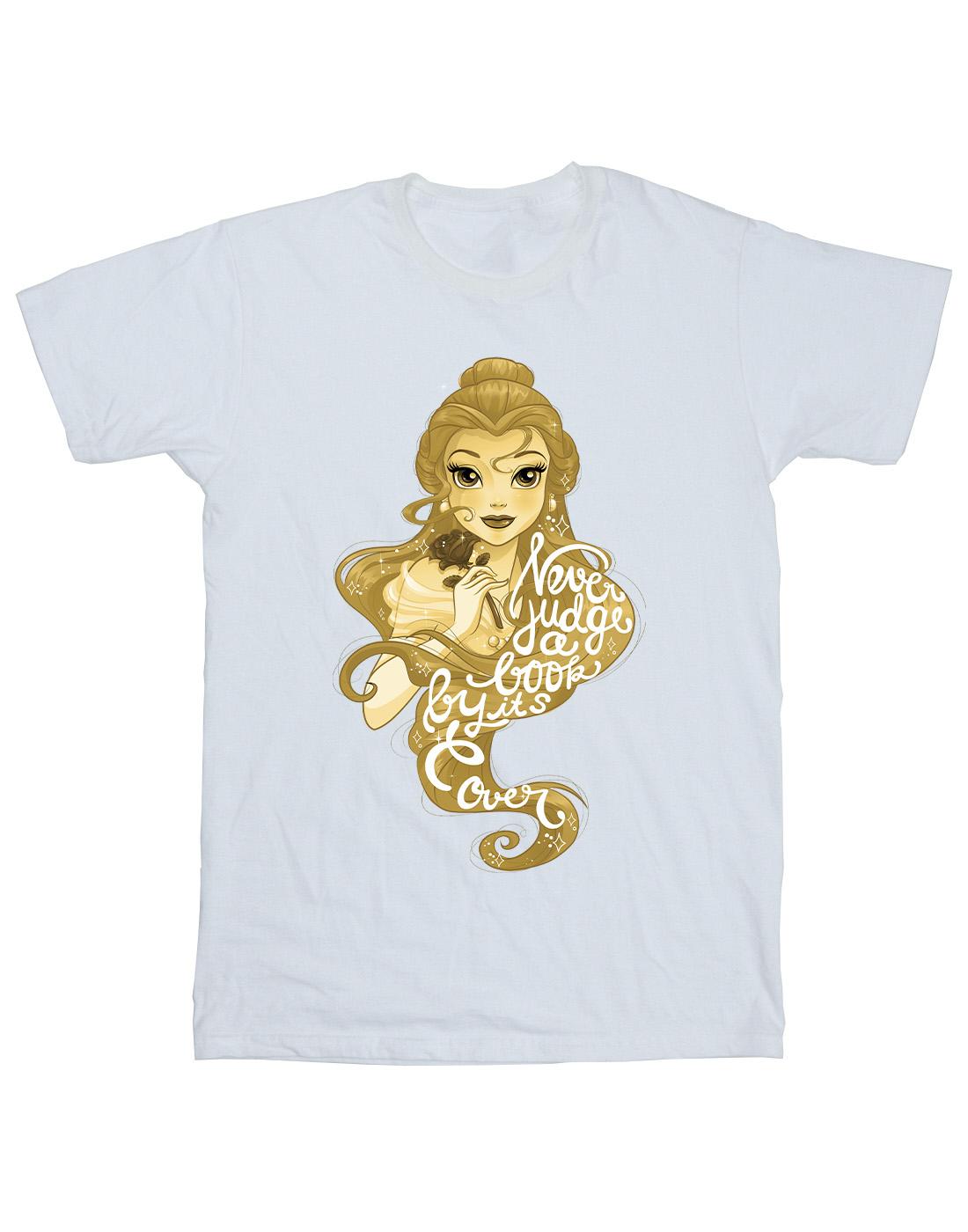 White - Front - Disney Girls Beauty And The Beast Never Judge Cotton T-Shirt