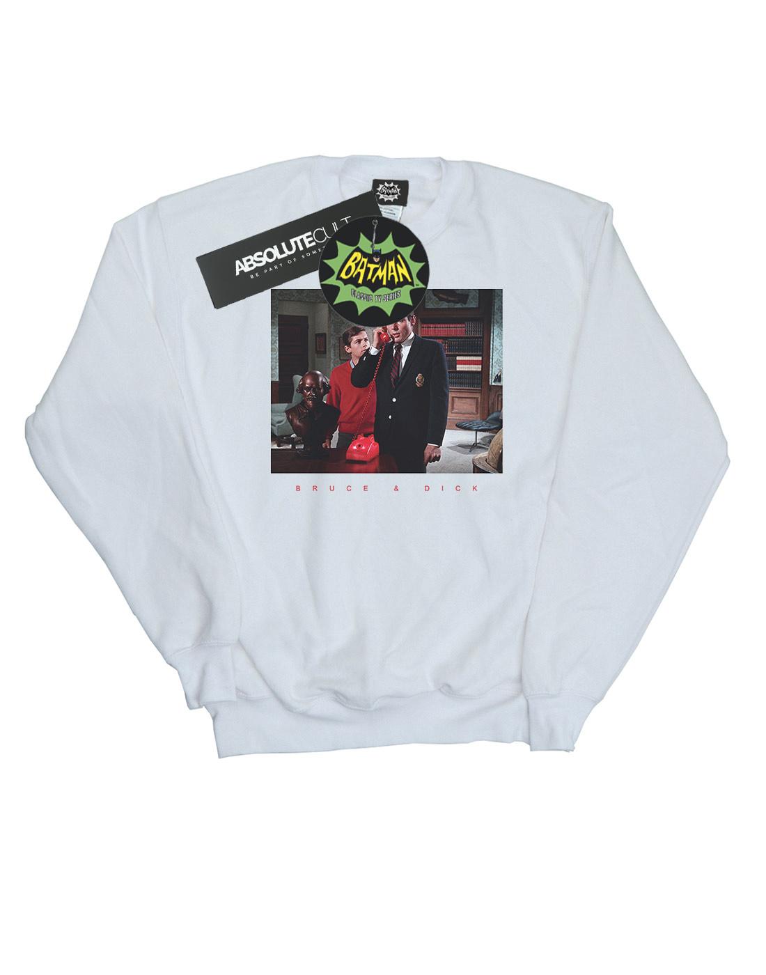 White - Front - DC Comics Womens-Ladies Batman TV Series Bruce & Dick Photo Sweatshirt
