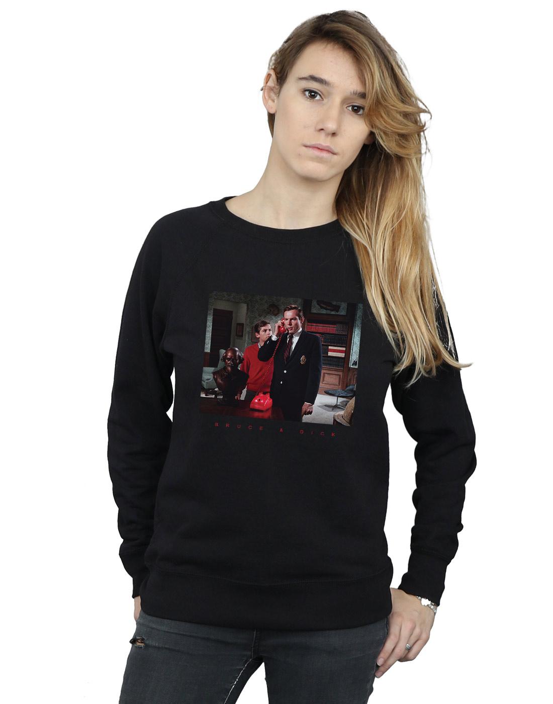 Black - Back - DC Comics Womens-Ladies Batman TV Series Bruce & Dick Photo Sweatshirt