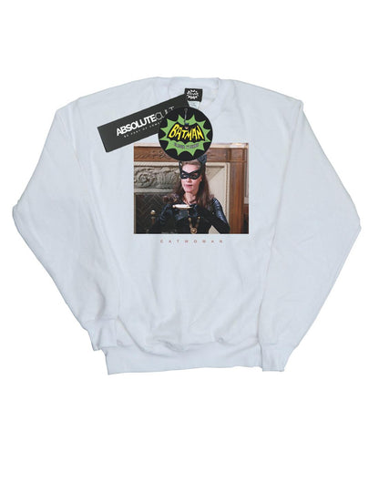 White - Front - DC Comics Womens-Ladies Batman TV Series Catwoman Photo Sweatshirt