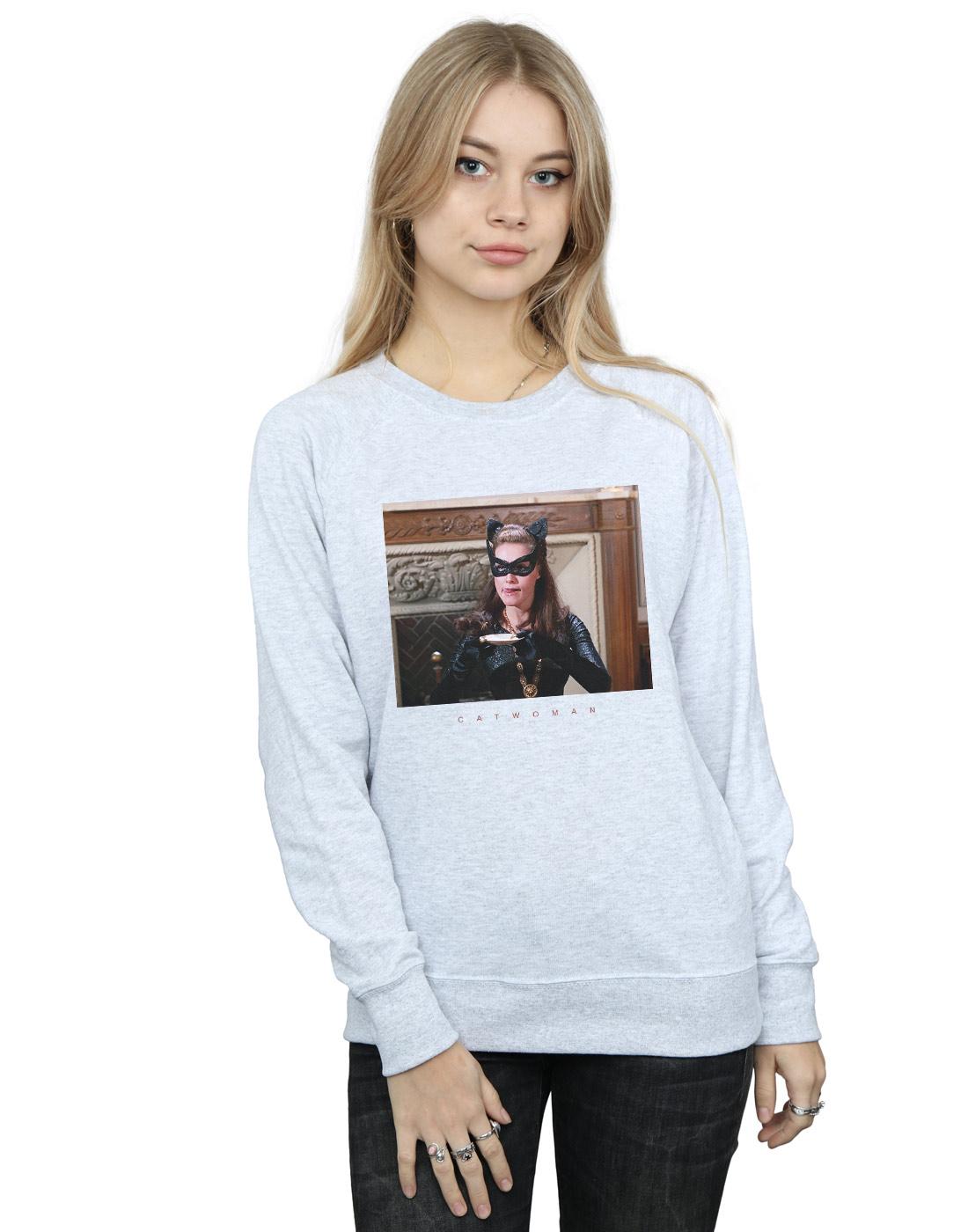 Sports Grey - Back - DC Comics Womens-Ladies Batman TV Series Catwoman Photo Sweatshirt