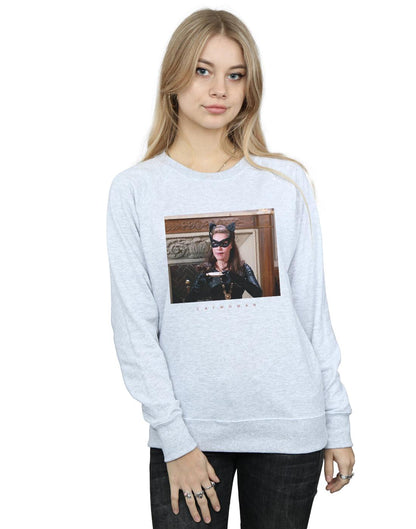 Sports Grey - Back - DC Comics Womens-Ladies Batman TV Series Catwoman Photo Sweatshirt