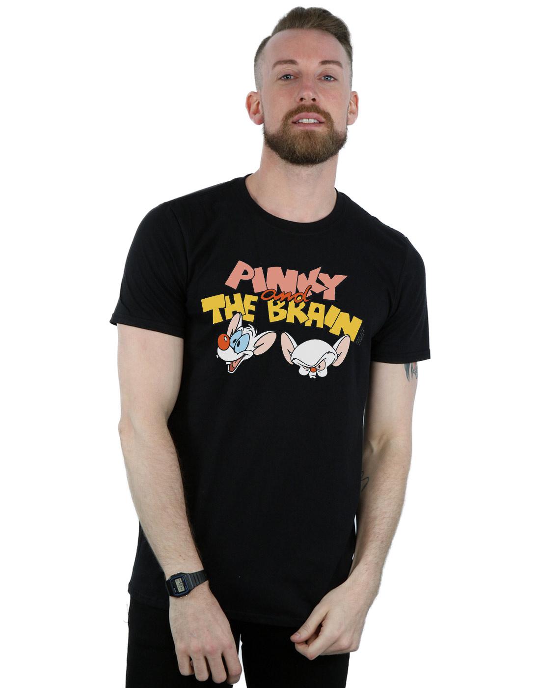 Black - Back - Animaniacs Mens Pinky And The Brain Heads T-Shirt