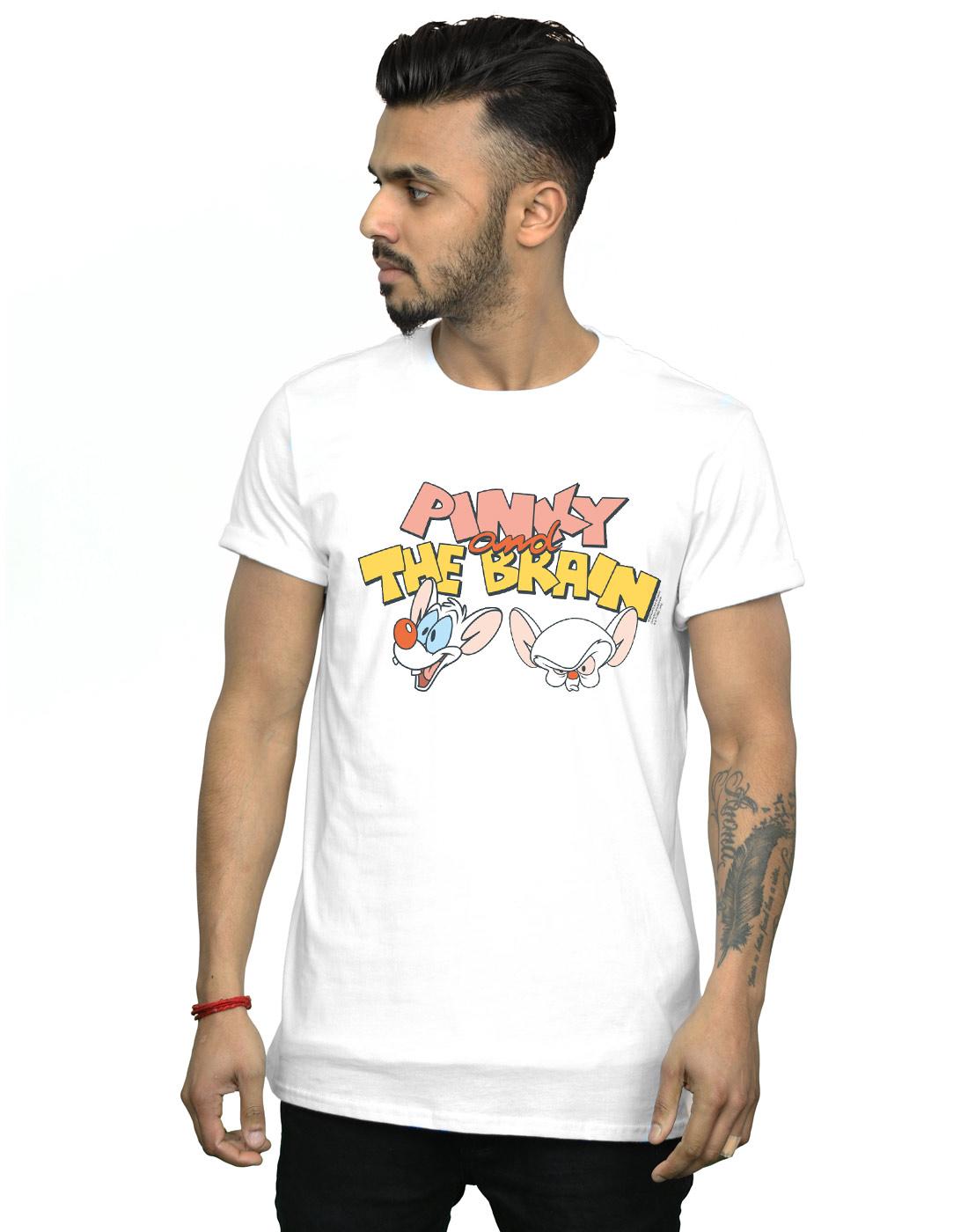 White - Back - Animaniacs Mens Pinky And The Brain Heads T-Shirt