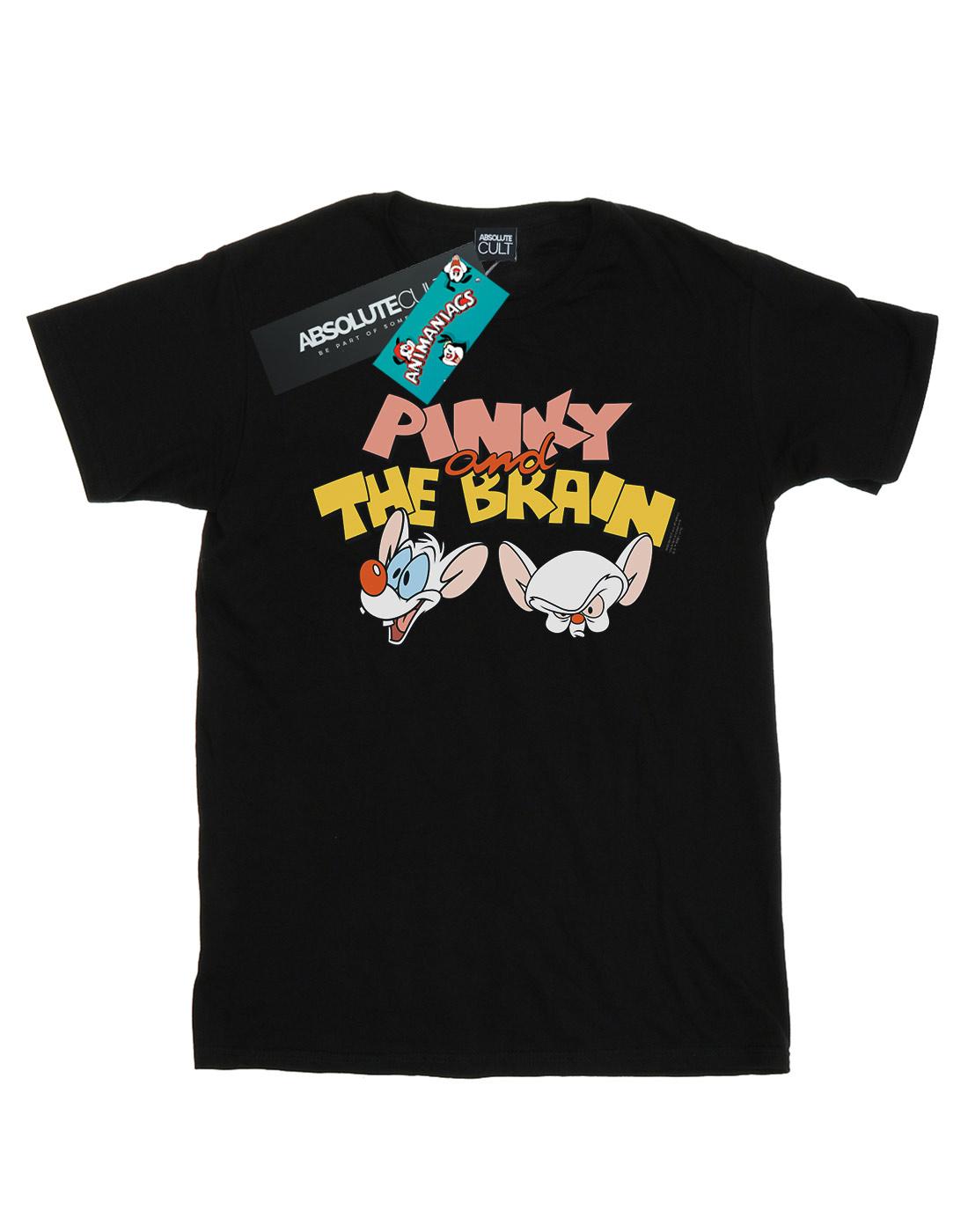 Black - Front - Animaniacs Mens Pinky And The Brain Heads T-Shirt