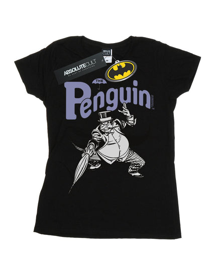 Black - Front - DC Comics Womens-Ladies Penguin Mono Action Pose Cotton T-Shirt