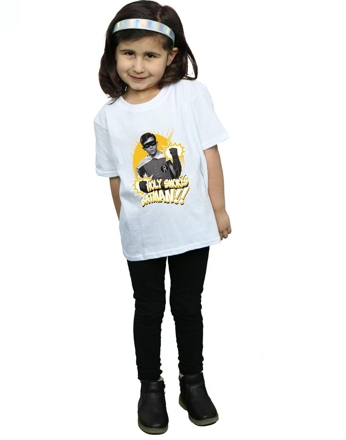 White - Lifestyle - DC Comics Girls Batman TV Series Robin Holy Smokes Cotton T-Shirt
