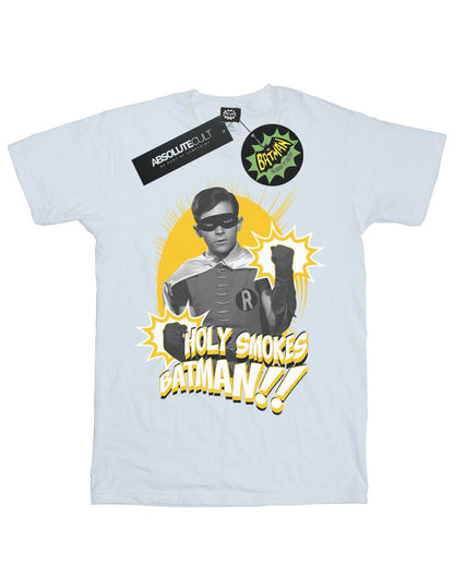 White - Front - DC Comics Girls Batman TV Series Robin Holy Smokes Cotton T-Shirt