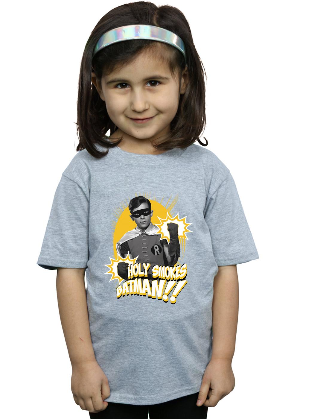 Sports Grey - Back - DC Comics Girls Batman TV Series Robin Holy Smokes Cotton T-Shirt