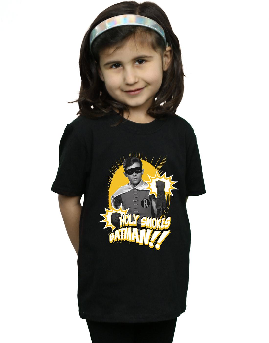 Black - Back - DC Comics Girls Batman TV Series Robin Holy Smokes Cotton T-Shirt