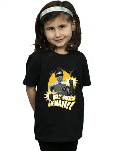 Black - Back - DC Comics Girls Batman TV Series Robin Holy Smokes Cotton T-Shirt