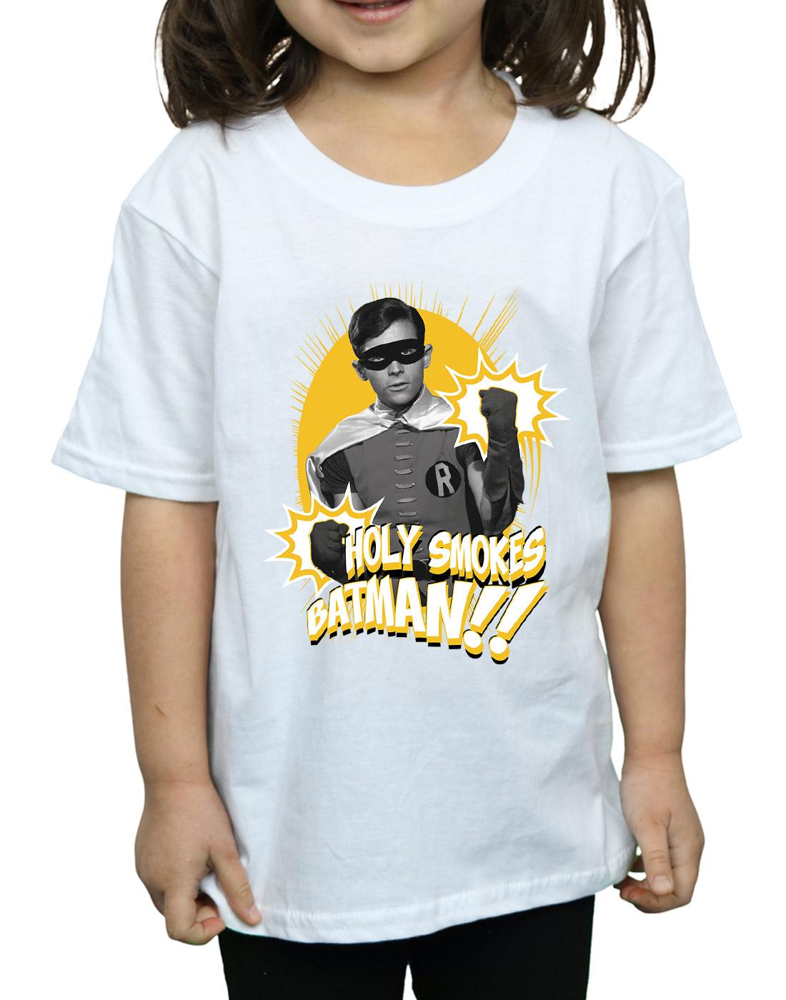White - Side - DC Comics Girls Batman TV Series Robin Holy Smokes Cotton T-Shirt