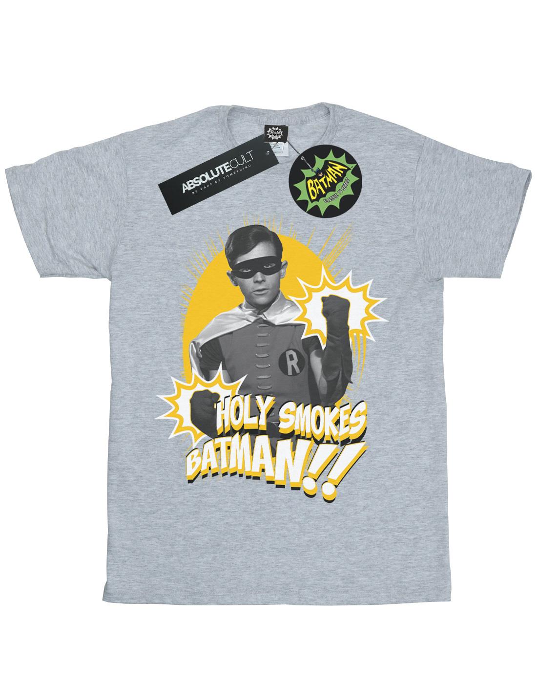 Sports Grey - Front - DC Comics Girls Batman TV Series Robin Holy Smokes Cotton T-Shirt