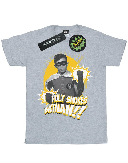 Sports Grey - Front - DC Comics Girls Batman TV Series Robin Holy Smokes Cotton T-Shirt