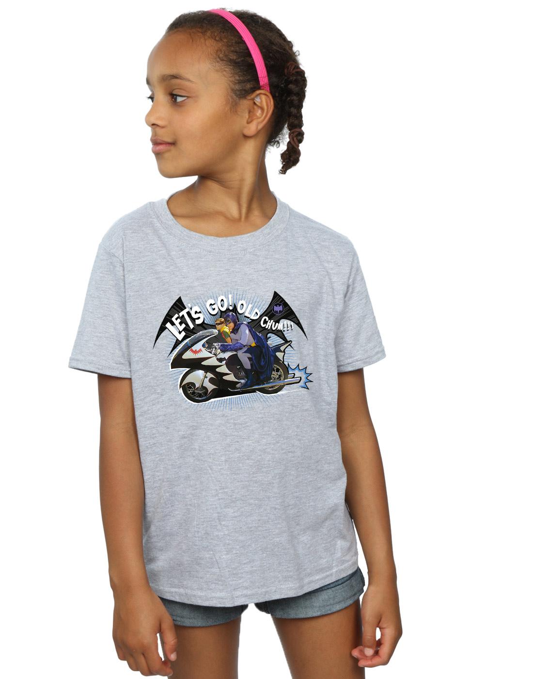 Sports Grey - Back - DC Comics Girls Batman TV Series Bat Bike Cotton T-Shirt