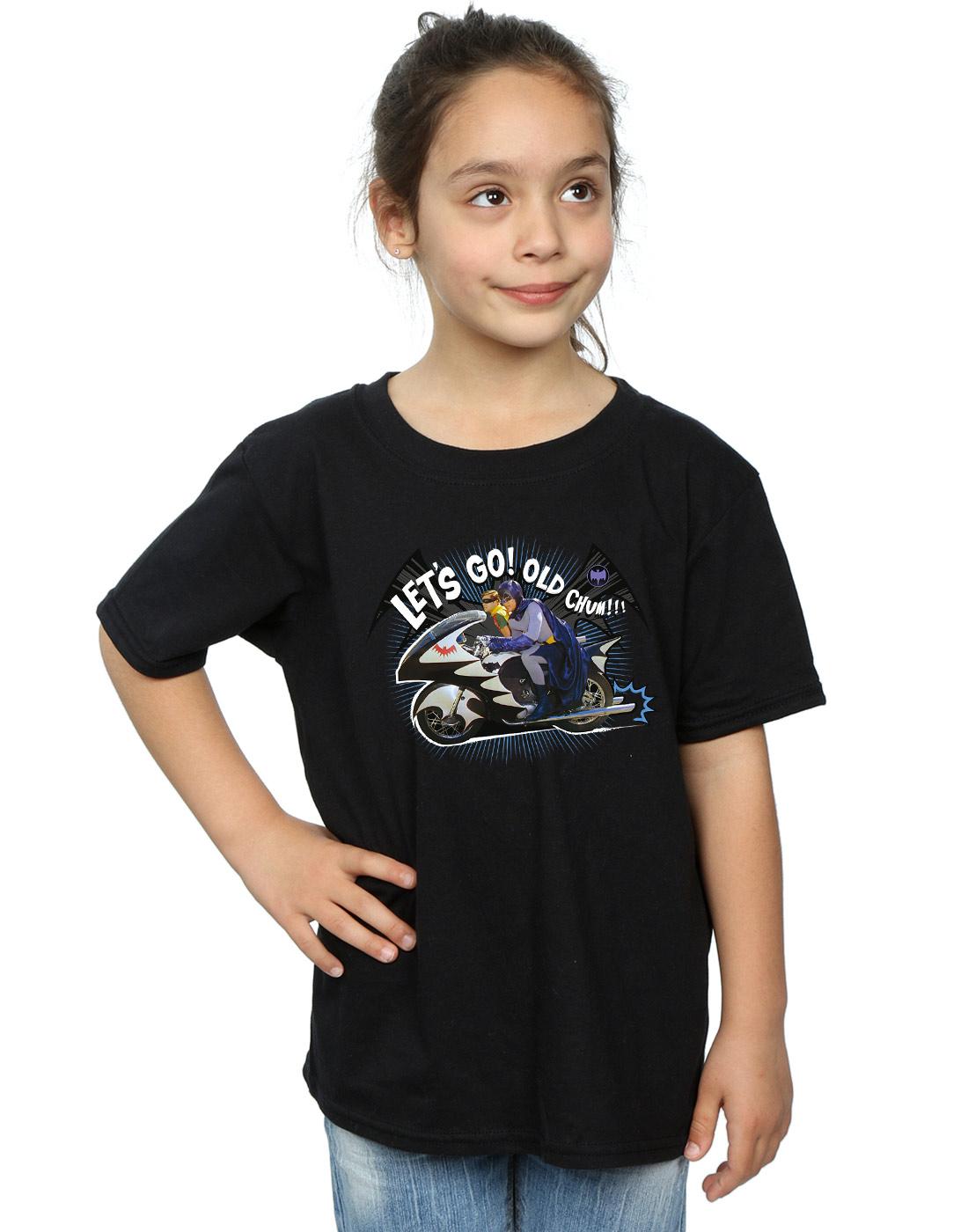 Black - Back - DC Comics Girls Batman TV Series Bat Bike Cotton T-Shirt
