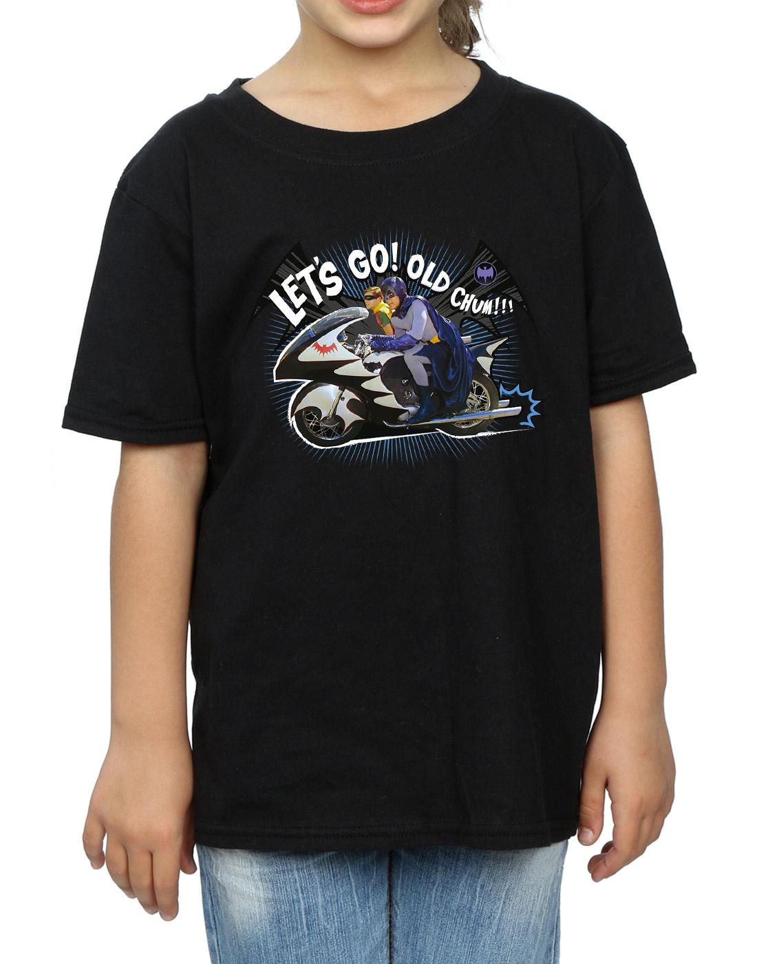 Black - Side - DC Comics Girls Batman TV Series Bat Bike Cotton T-Shirt