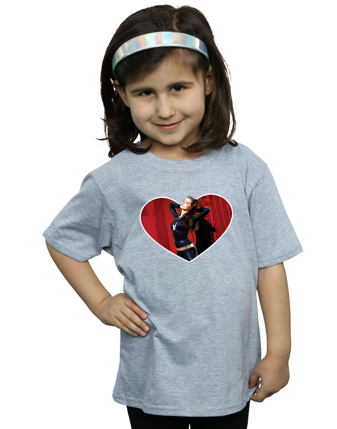 Sports Grey - Back - DC Comics Girls Batman TV Series Catwoman Heart Cotton T-Shirt