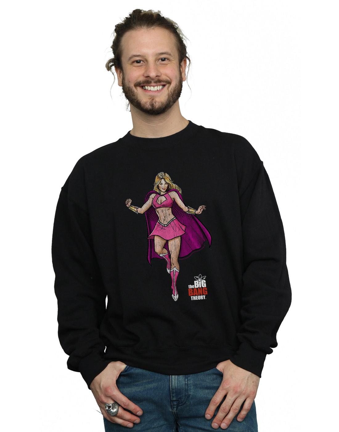 Black - Back - The Big Bang Theory Mens Penny Superhero Cotton Sweatshirt