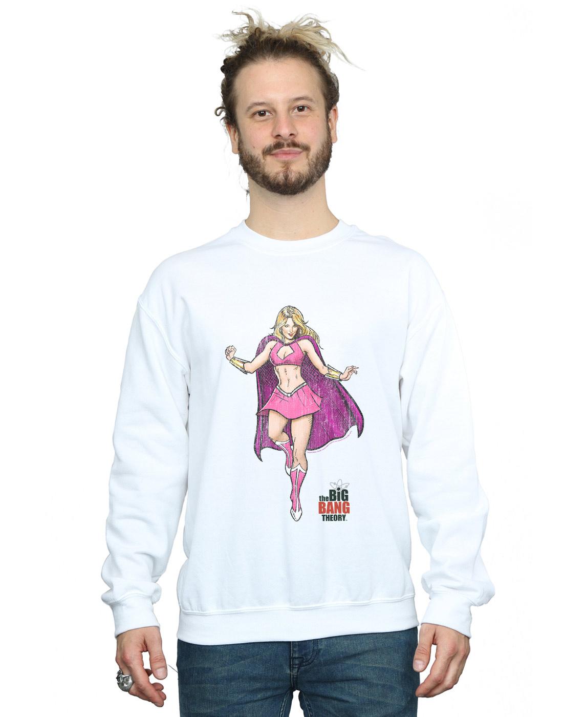 White - Back - The Big Bang Theory Mens Penny Superhero Cotton Sweatshirt
