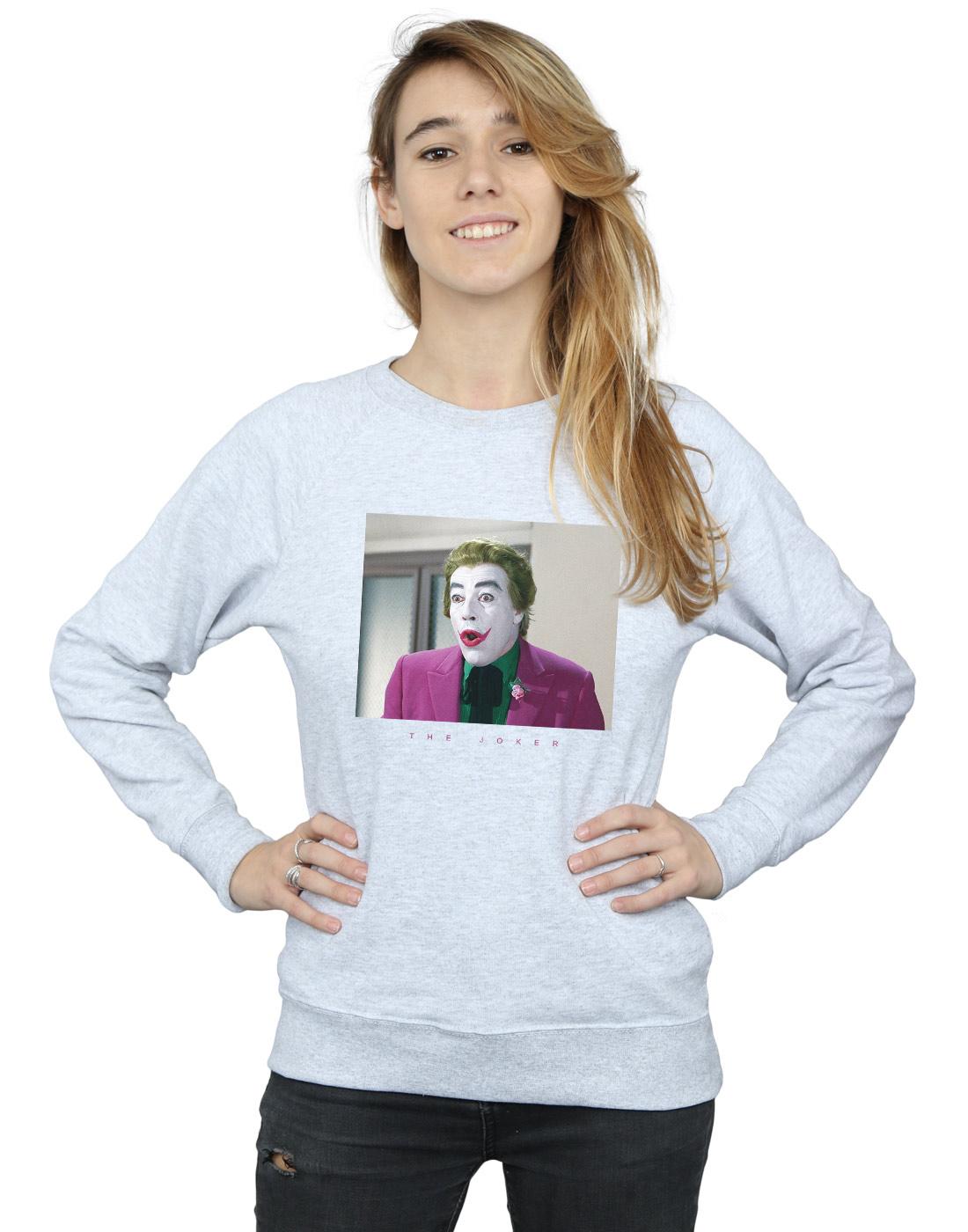 Sports Grey - Back - DC Comics Womens-Ladies Batman TV Series Joker Photograph Sweatshirt