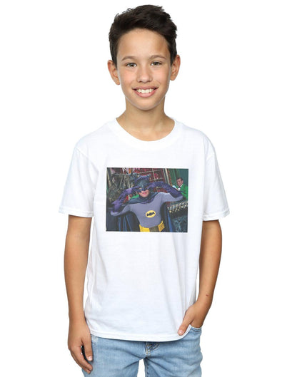 White - Back - DC Comics Boys Batman TV Series Batdance Photo T-Shirt