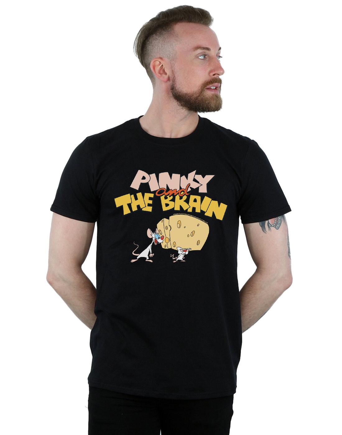 Black - Back - Animaniacs Mens Pinky And The Brain Cheese Head T-Shirt