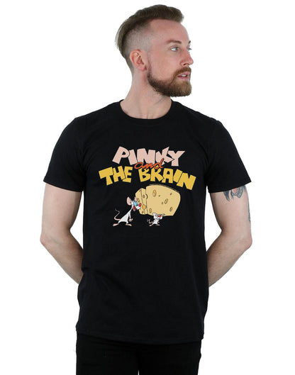 Black - Back - Animaniacs Mens Pinky And The Brain Cheese Head T-Shirt