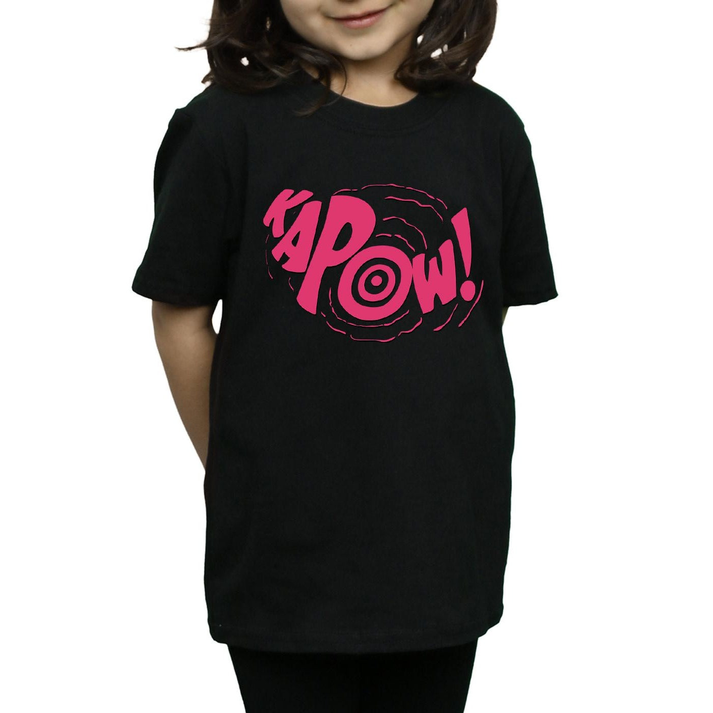 Black - Side - DC Comics Girls Batman TV Series Kapow Cotton T-Shirt
