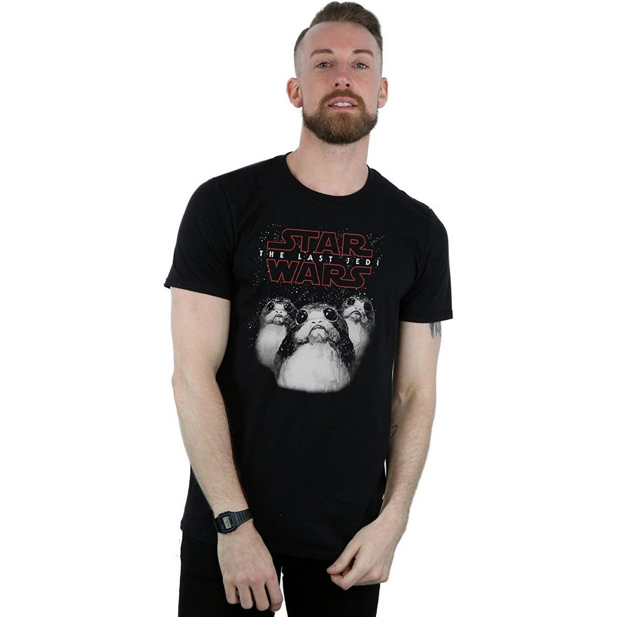 Black - Back - Star Wars: The Last Jedi Mens Porg Cotton T-Shirt