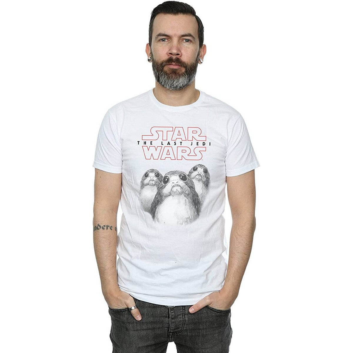 White - Back - Star Wars: The Last Jedi Mens Porg Cotton T-Shirt
