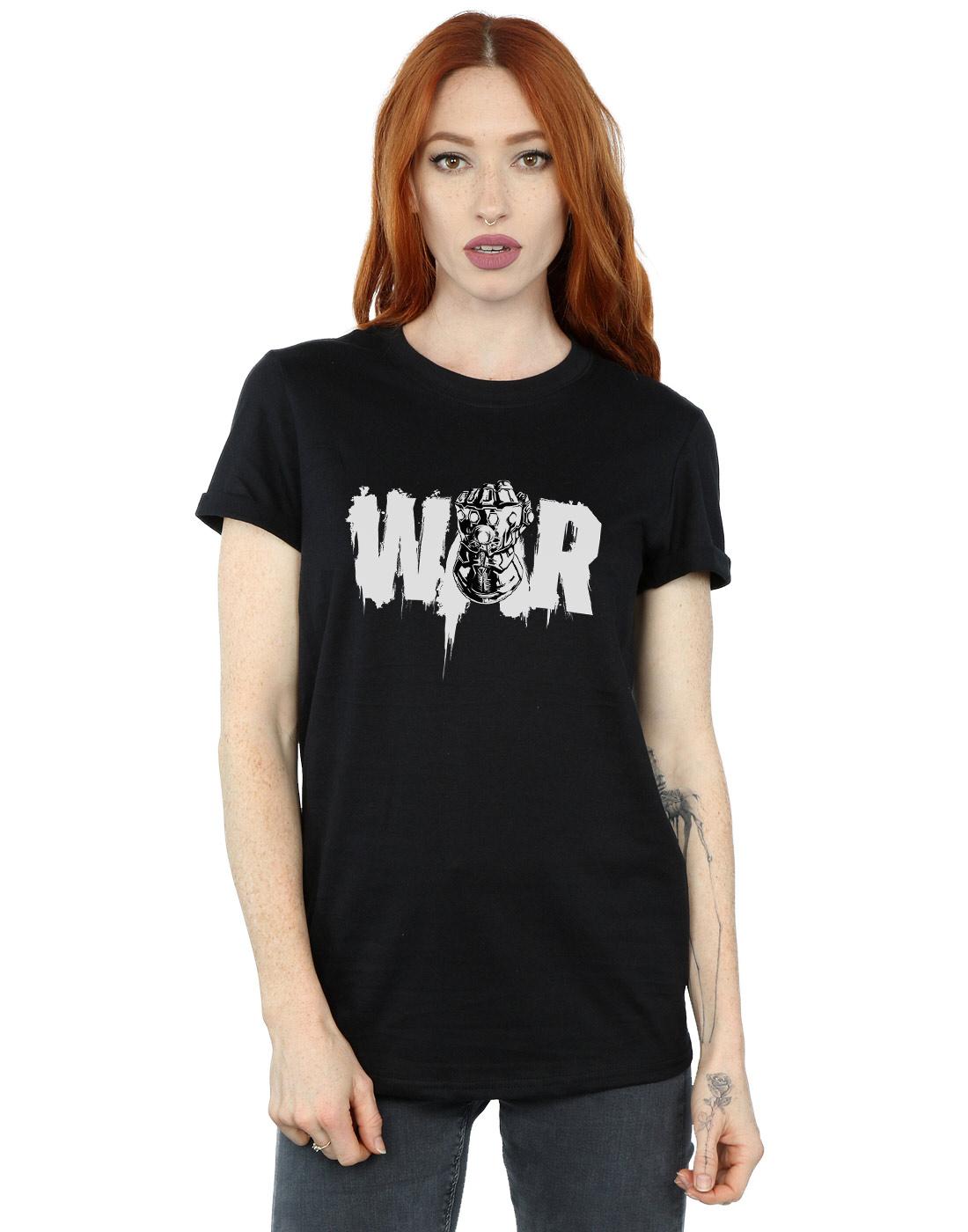 Black - Side - Marvel Womens-Ladies Avengers Infinity War Fist Cotton Boyfriend T-Shirt