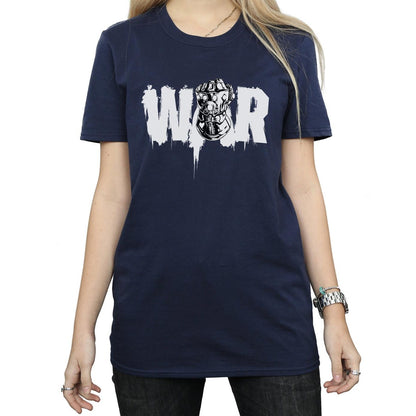 Navy Blue - Lifestyle - Marvel Womens-Ladies Avengers Infinity War Fist Cotton Boyfriend T-Shirt