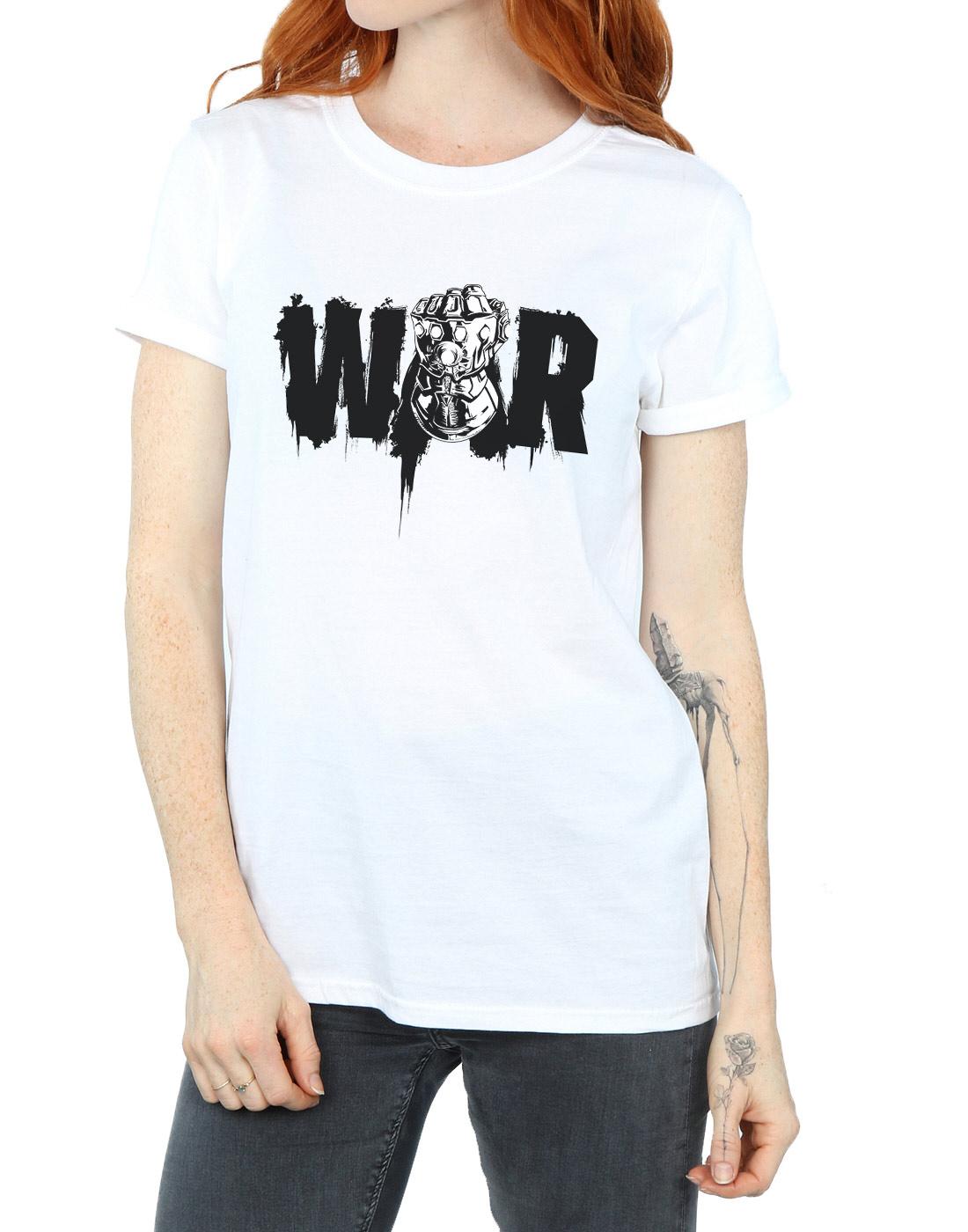 White - Back - Marvel Womens-Ladies Avengers Infinity War Fist Cotton Boyfriend T-Shirt
