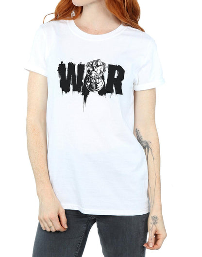 White - Back - Marvel Womens-Ladies Avengers Infinity War Fist Cotton Boyfriend T-Shirt