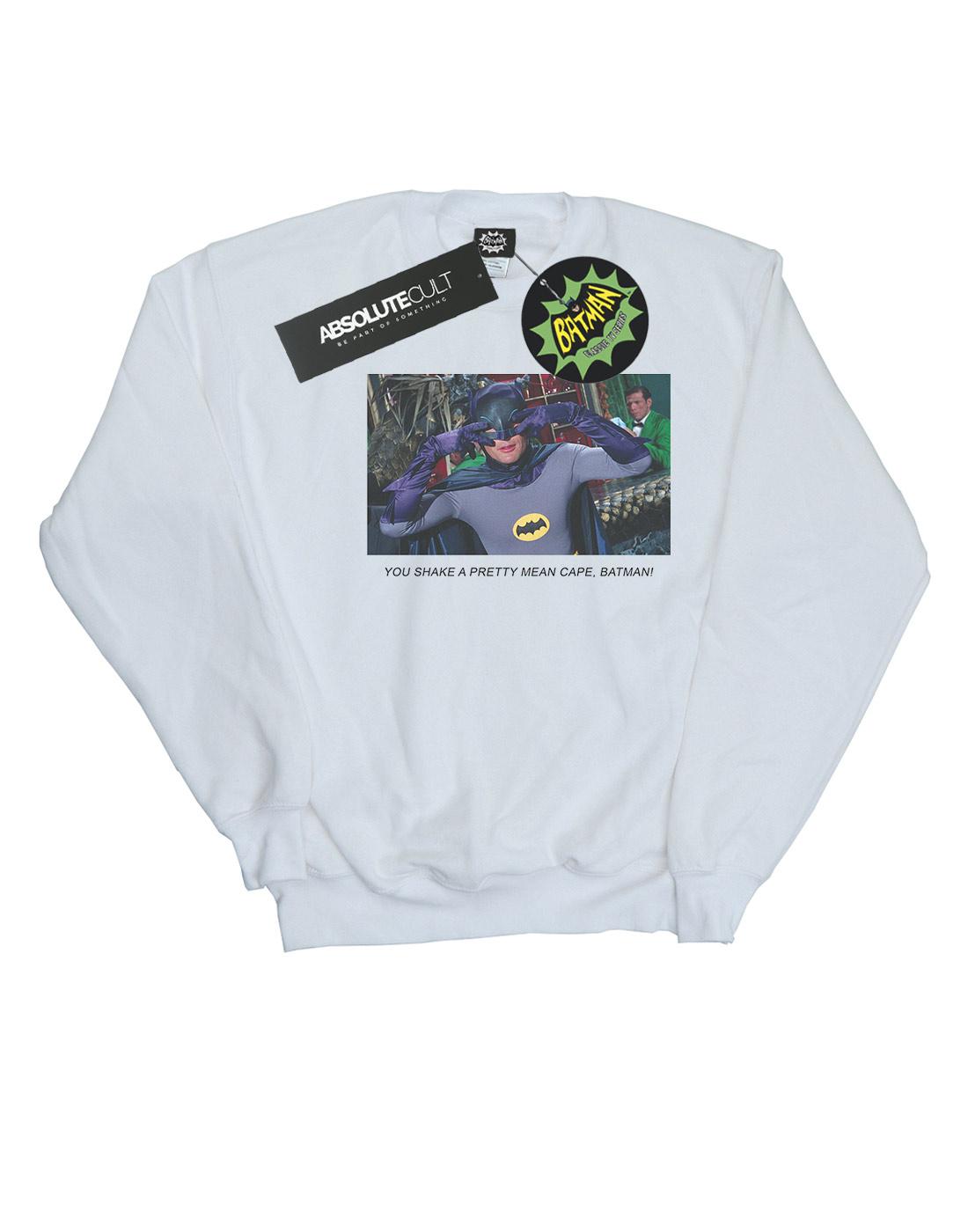 White - Front - DC Comics Womens-Ladies Batman TV Series Mean Cape Sweatshirt