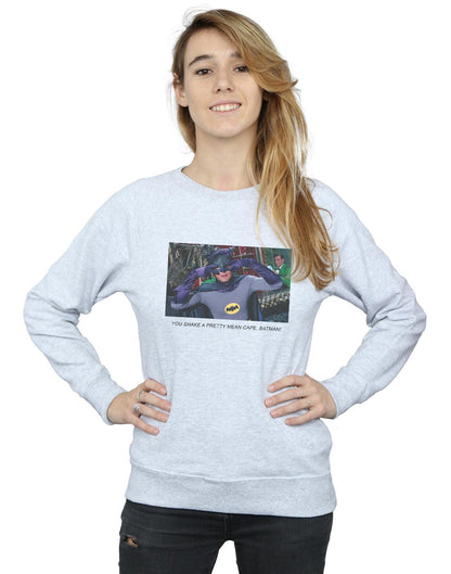 Sports Grey - Back - DC Comics Womens-Ladies Batman TV Series Mean Cape Sweatshirt