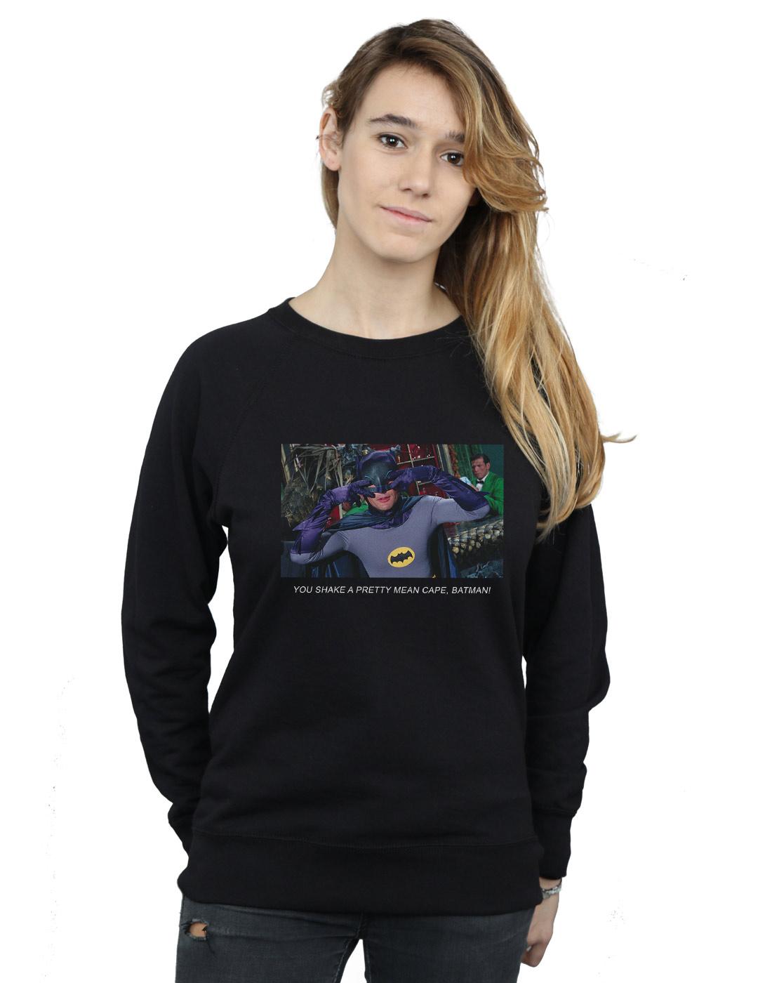 Black - Back - DC Comics Womens-Ladies Batman TV Series Mean Cape Sweatshirt