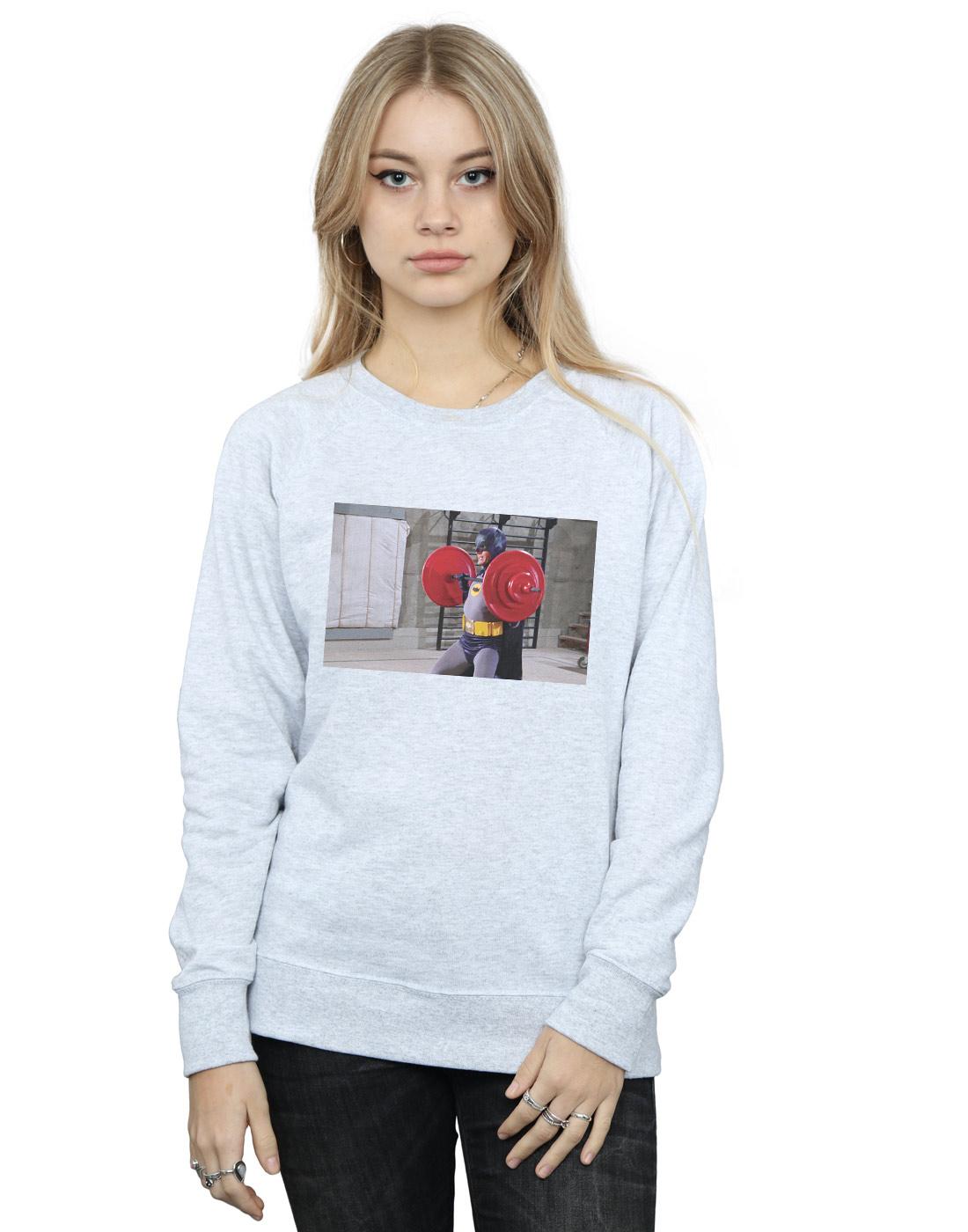 Sports Grey - Back - DC Comics Womens-Ladies Batman TV Series Bat Gains Sweatshirt