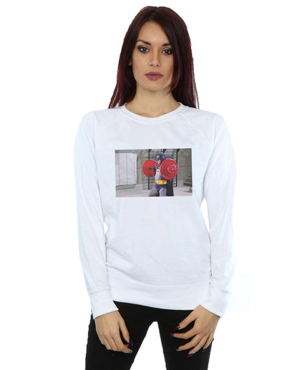 White - Back - DC Comics Womens-Ladies Batman TV Series Bat Gains Sweatshirt