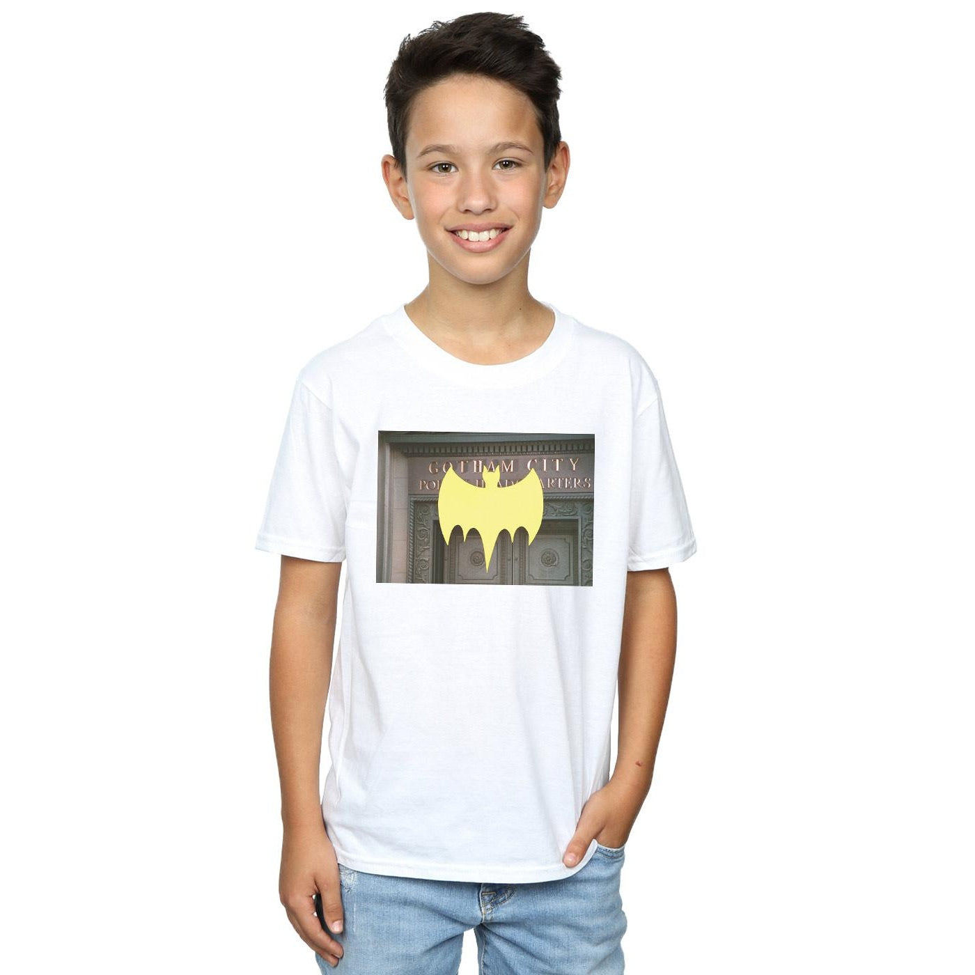 White - Back - DC Comics Boys Batman TV Series Gotham City Police T-Shirt