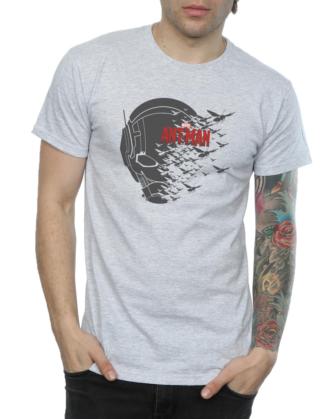 Heather Grey - Side - Marvel Mens Ant-Man Flying Helmet T-Shirt