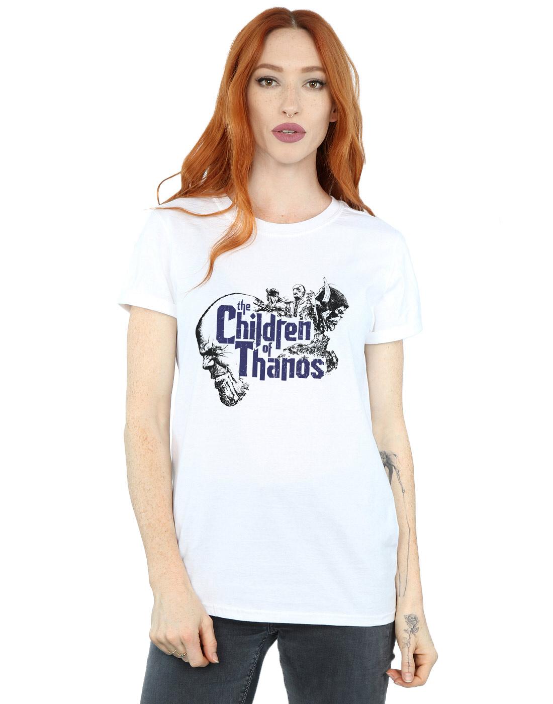 White - Back - Marvel Womens-Ladies Avengers Infinity War Children Of Thanos Cotton Boyfriend T-Shirt
