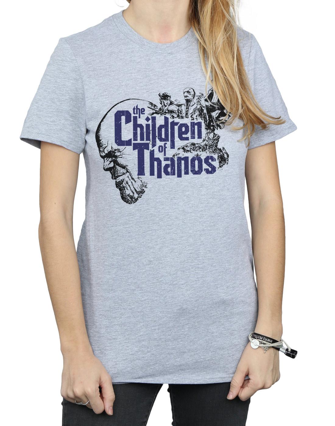 Sports Grey - Side - Marvel Womens-Ladies Avengers Infinity War Children Of Thanos Cotton Boyfriend T-Shirt