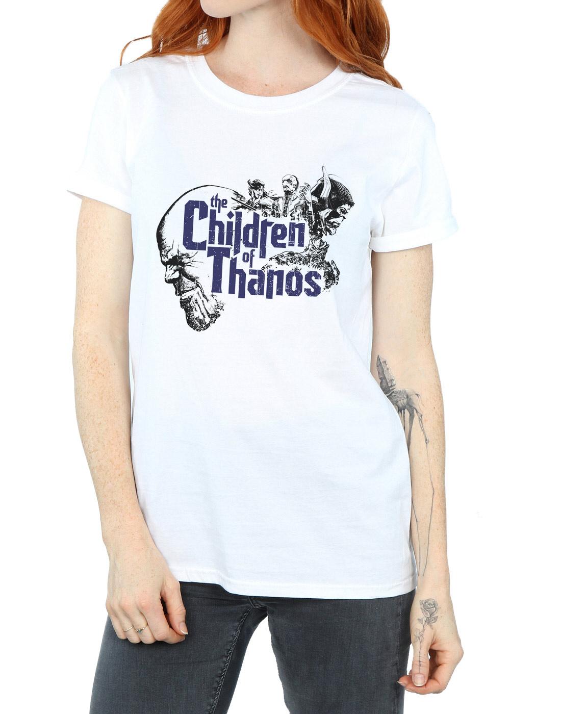 White - Side - Marvel Womens-Ladies Avengers Infinity War Children Of Thanos Cotton Boyfriend T-Shirt