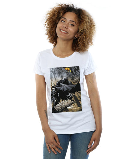 White - Back - DC Comics Womens-Ladies Batman Night Gotham City Cotton T-Shirt