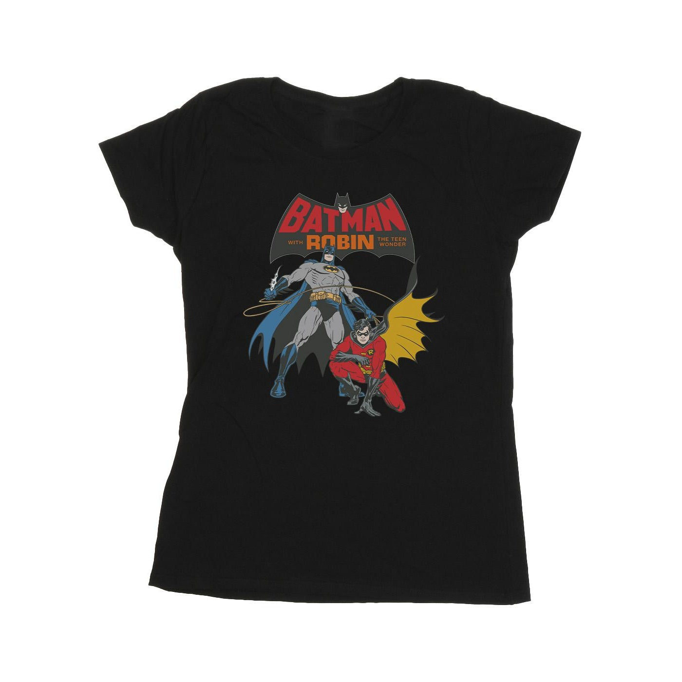 Black - Front - DC Comics Womens-Ladies Batman And Robin Cotton T-Shirt