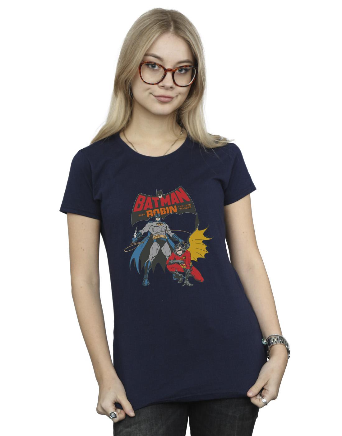 Navy Blue - Back - DC Comics Womens-Ladies Batman And Robin Cotton T-Shirt
