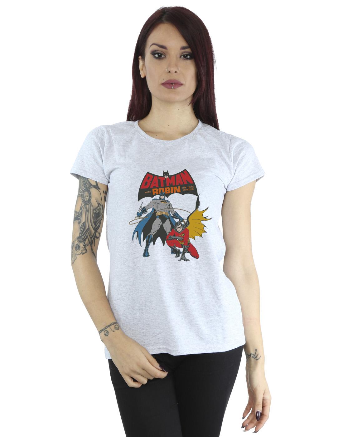 Sports Grey - Back - DC Comics Womens-Ladies Batman And Robin Cotton T-Shirt
