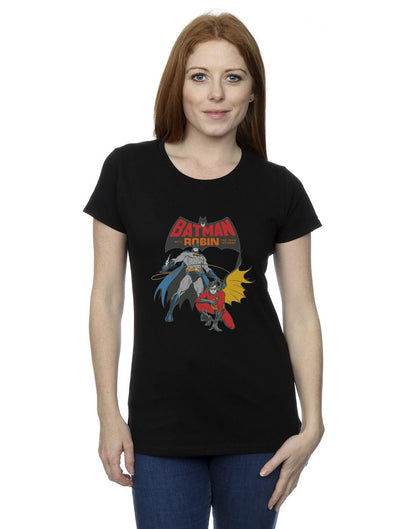 Black - Back - DC Comics Womens-Ladies Batman And Robin Cotton T-Shirt